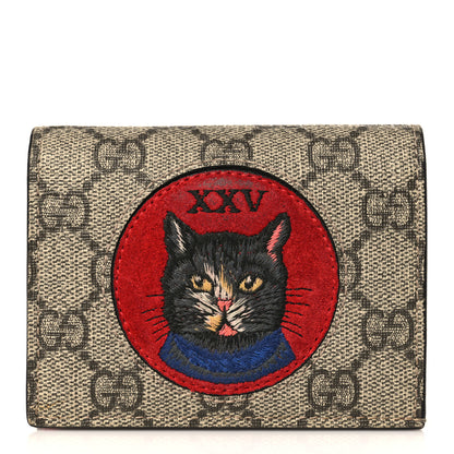 Gucci Soft GG Supreme Monogram Mystic Cat Card Case Wallet 1 of 7