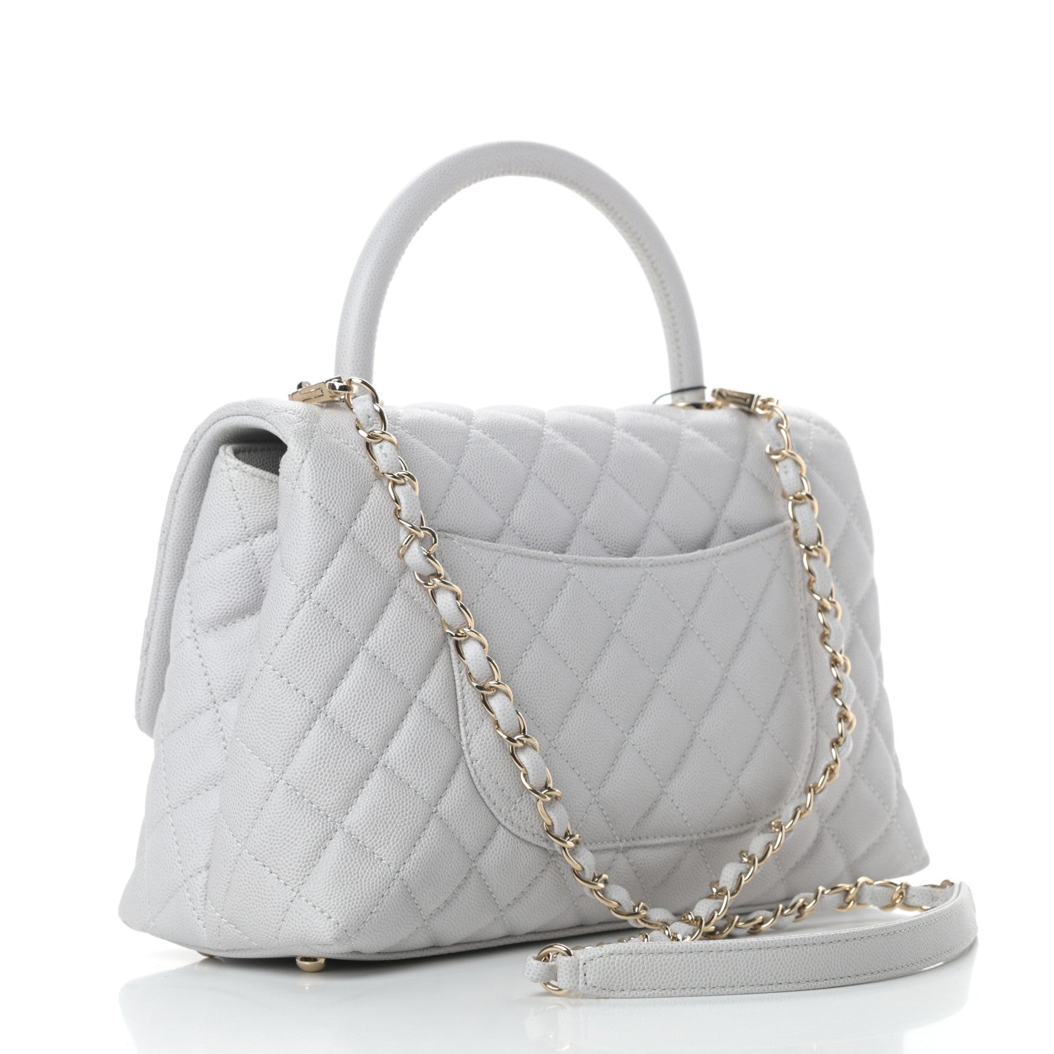 Chanel Caviar Quilted Small Coco Handle Flap Light Grey 3 of 12