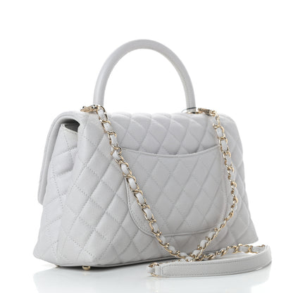 Chanel Caviar Quilted Small Coco Handle Flap Light Grey 3 of 12