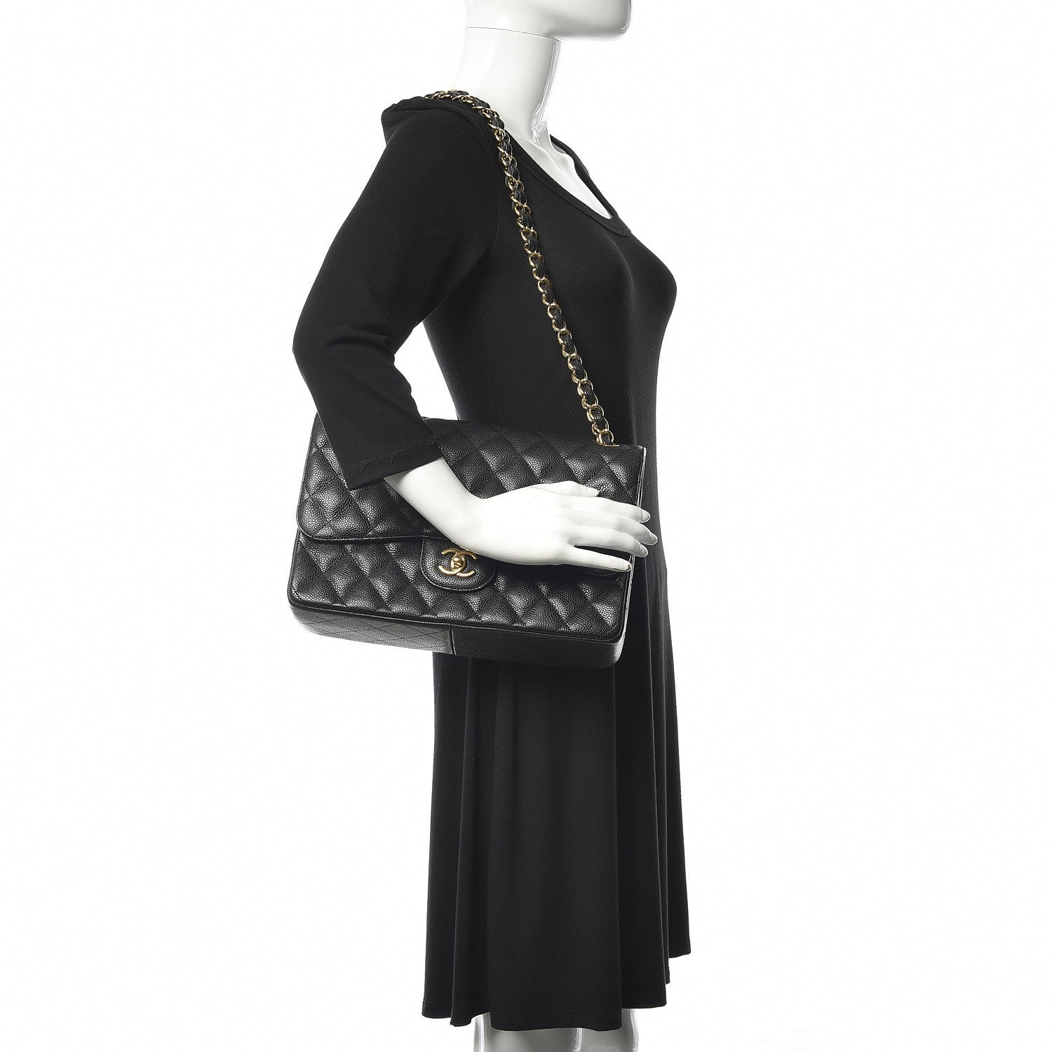 Chanel Caviar Quilted Jumbo Double Flap Black 2 of 11