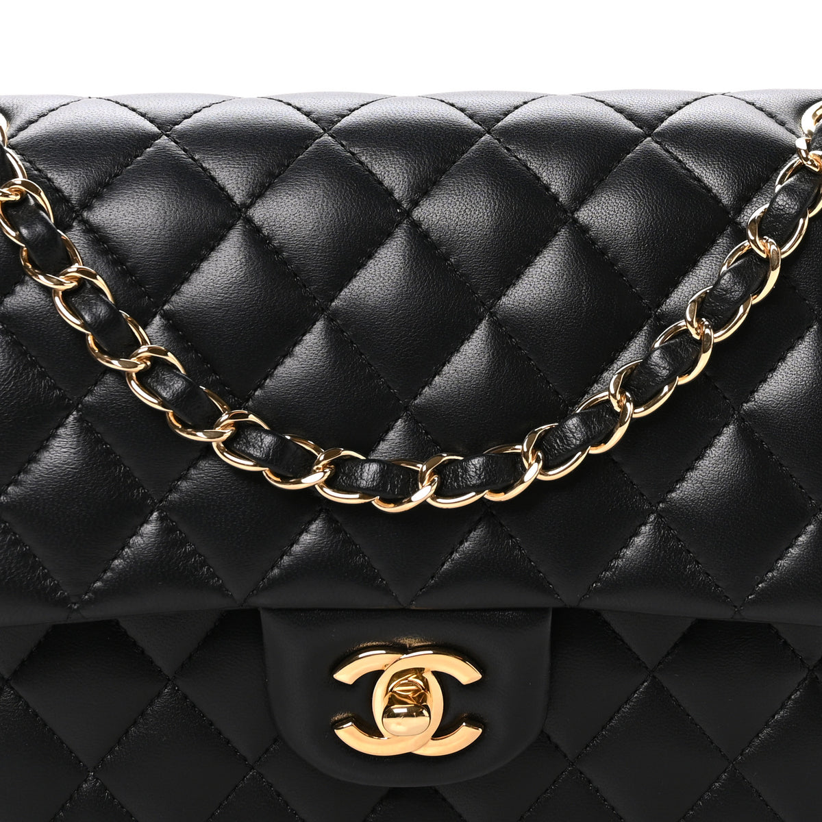 Chanel Lambskin Quilted Medium Double Flap Black 7 of 10
