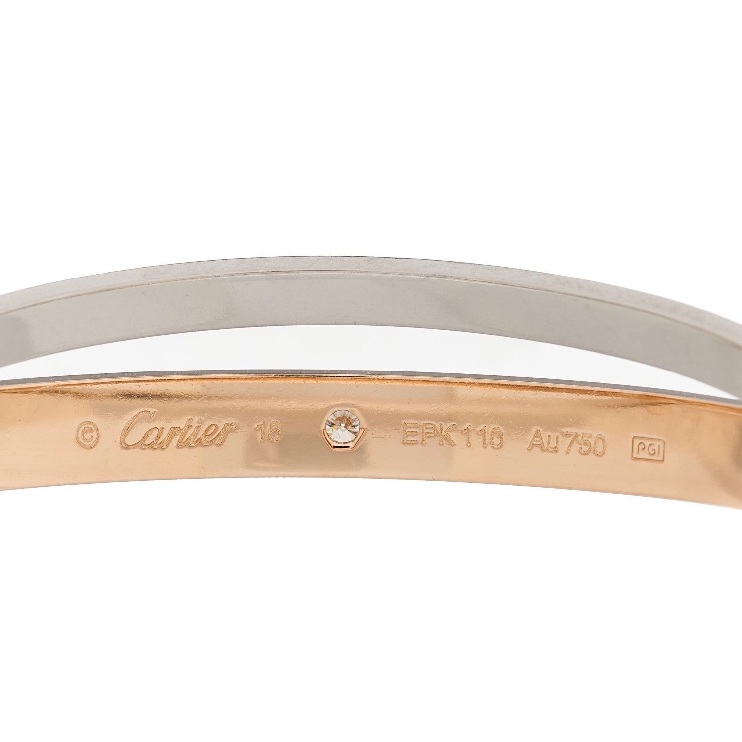Cartier 18K Pink White Gold Diamond Double LOVE Paved Bracelet 16 4 of 7