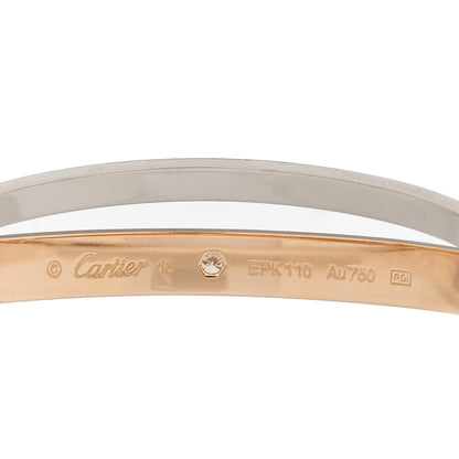 Cartier 18K Pink White Gold Diamond Double LOVE Paved Bracelet 16 4 of 7