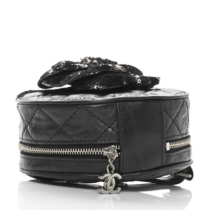 Chanel Aged Calfskin Sequin Quilted Camelia Clutch Black 4 of 11