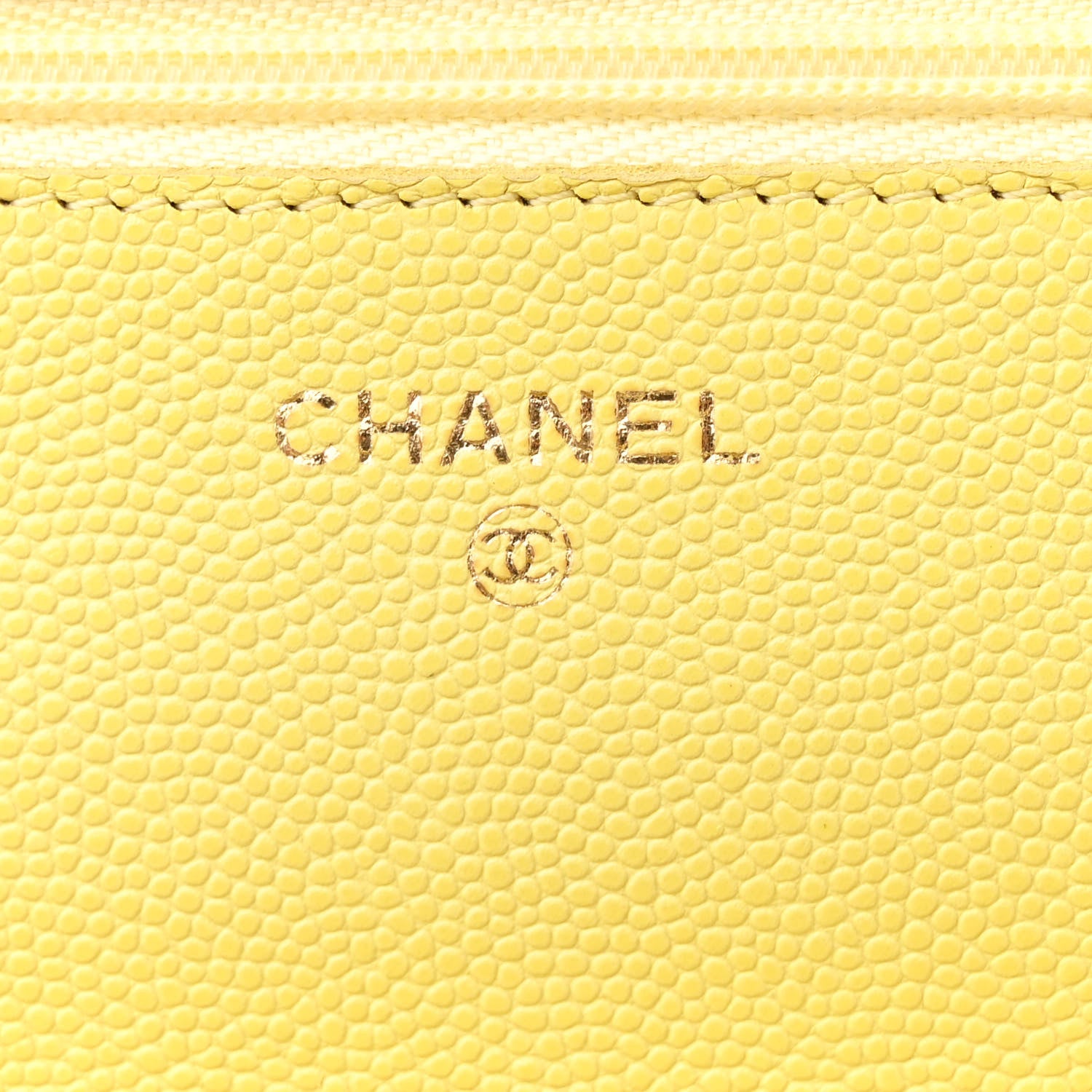 Chanel Caviar Quilted Wallet on Chain WOC Yellow 6 of 13