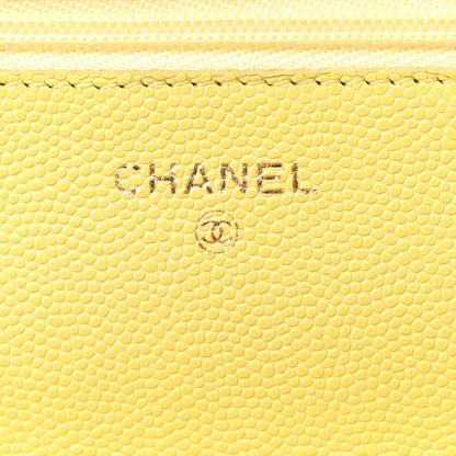 Chanel Caviar Quilted Wallet on Chain WOC Yellow 6 of 13