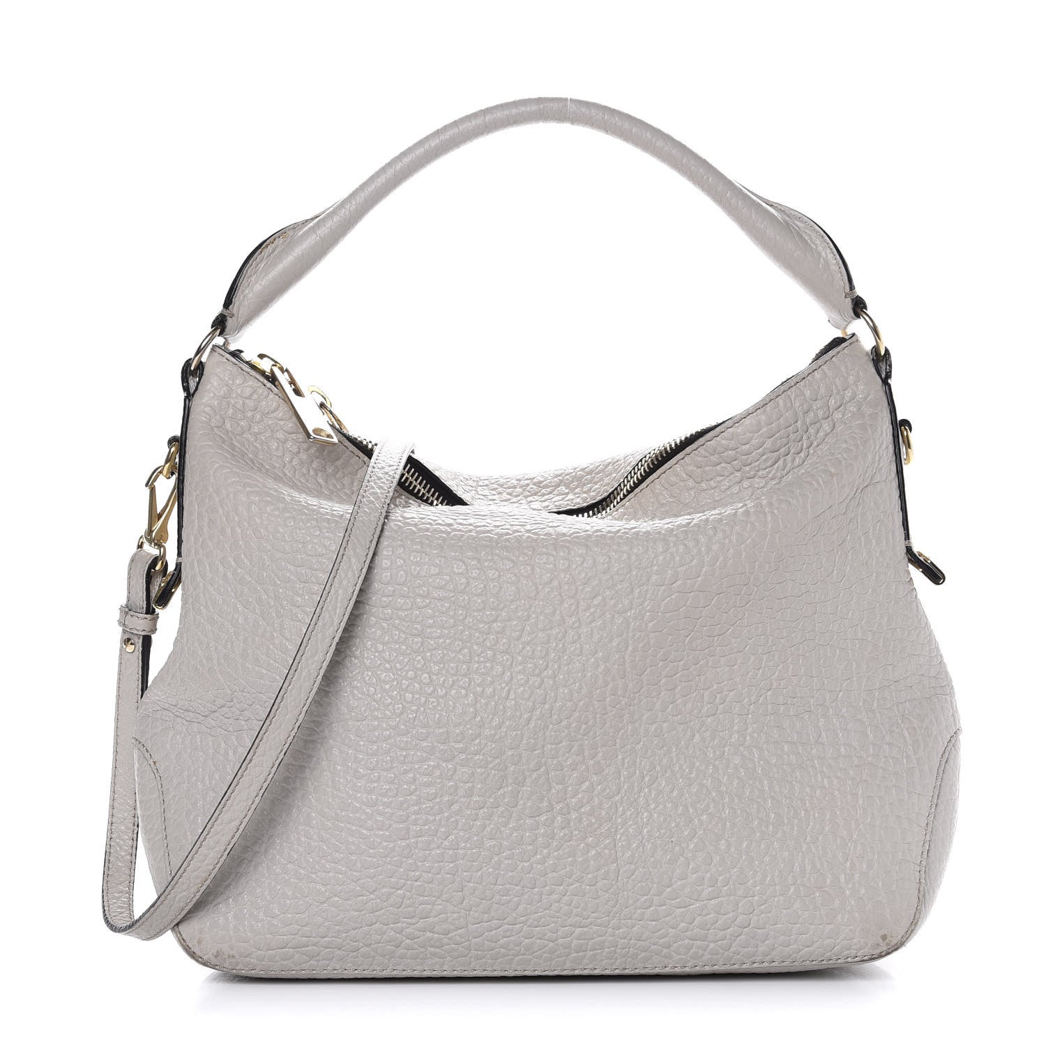 Burberry Signature Grain Calfskin Medium Hobo Pale Grey 1 of 13