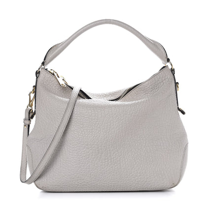 Burberry Signature Grain Calfskin Medium Hobo Pale Grey 1 of 13