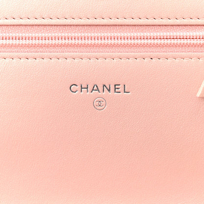 Chanel Metallic Caviar Quilted Vintage Mademoiselle Wallet On Chain WOC Light Pink 6 of 12