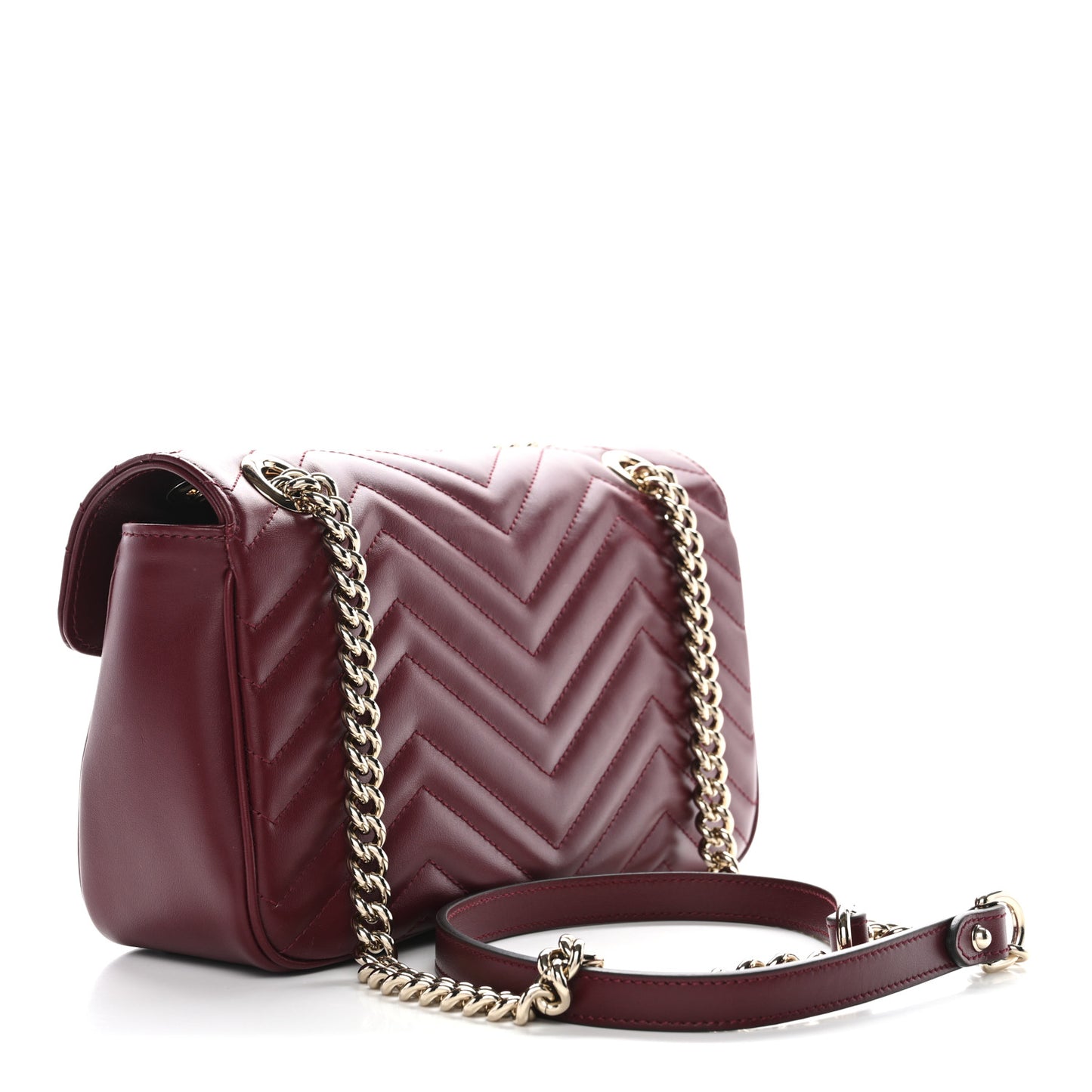 Calfskin Matelasse Small GG Marmont Shoulder Bag Ancora Red Ancora Red