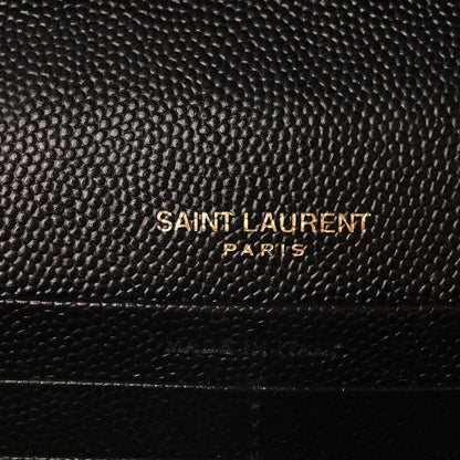 Saint Laurent Grain De Poudre Matelasse Chevron Monogram Chain Wallet Black 6 of 12