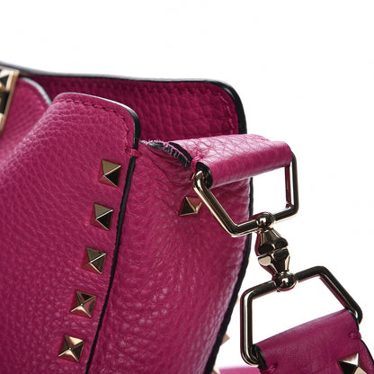 Valentino Garavani Pebbled Calfskin Small Rockstud Flip-Lock Messenger Bag Fuxia 8 of 8