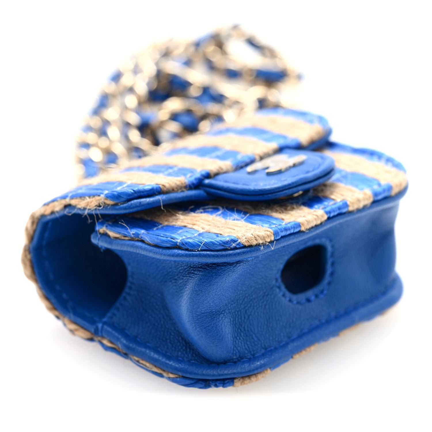 Chanel Raffia Jute Striped Airpods Pro Case Blue Beige 1783082