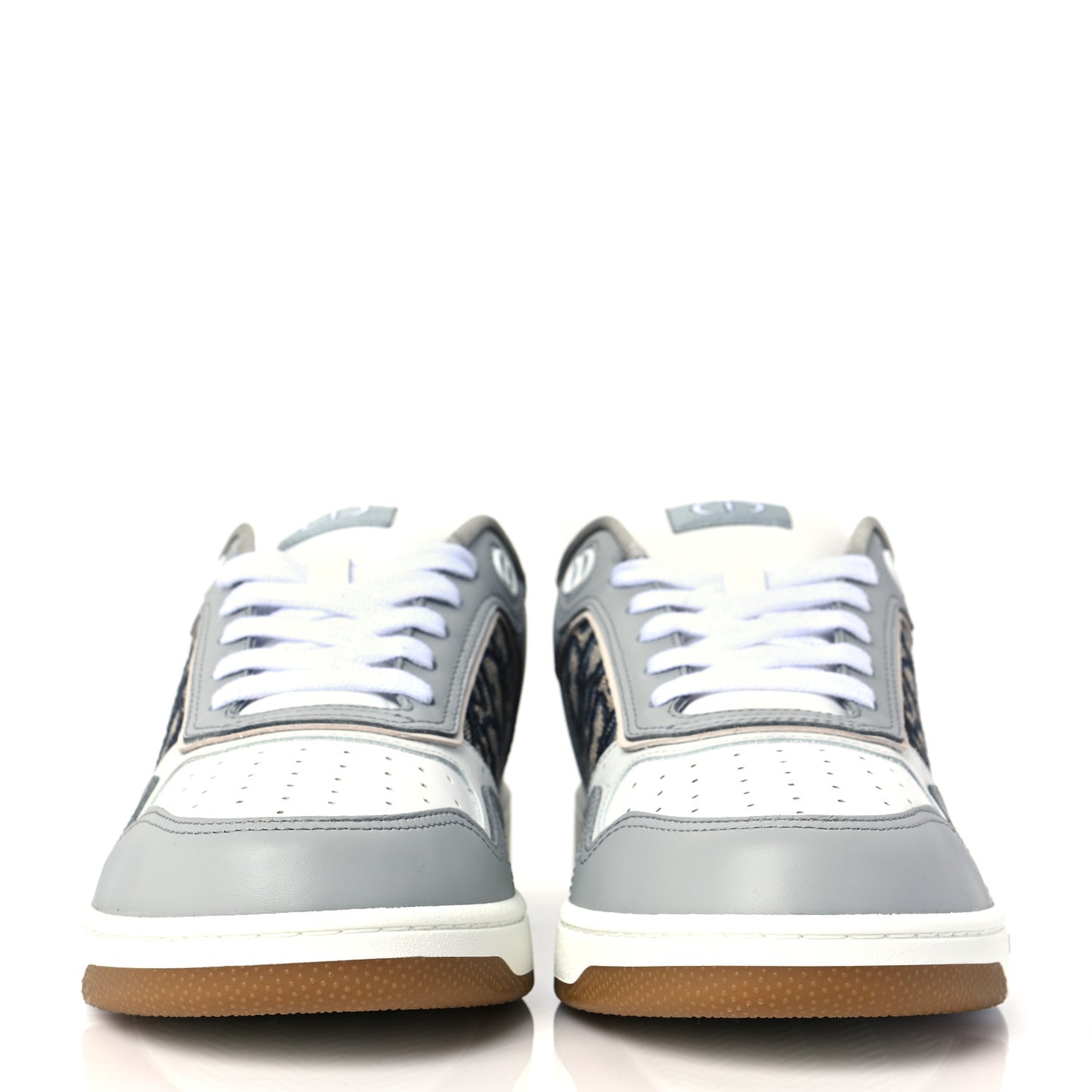 Smooth Calfskin Jacquard Oblique Mens B27 Low Top Sneakers 42.5 Beige Blue