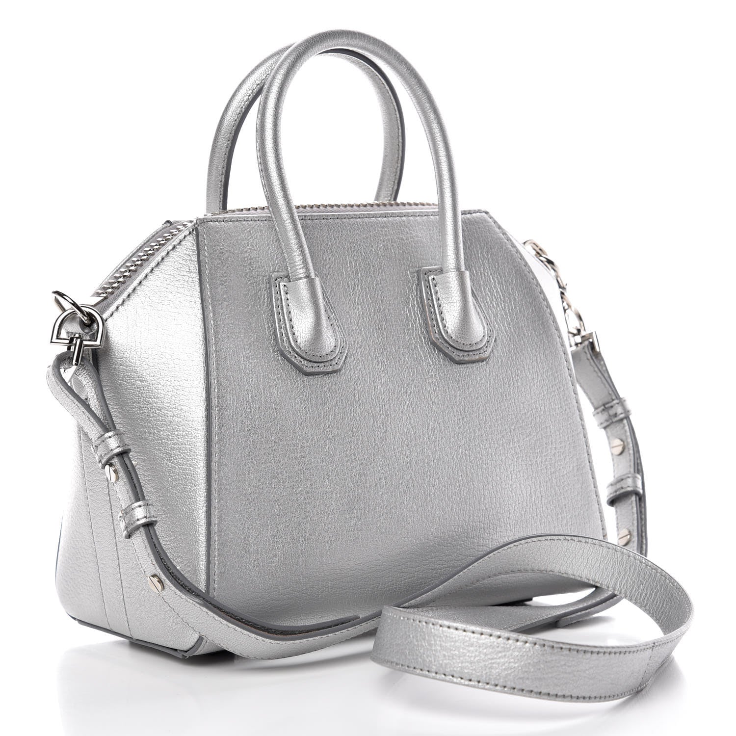 Givenchy Metallic Sugar Goatskin Mini Antigona Silver 4 of 9