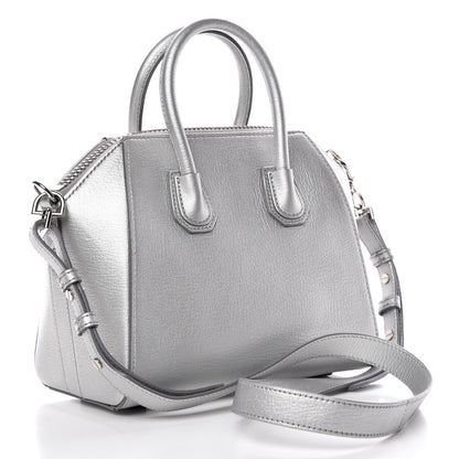 Givenchy Metallic Sugar Goatskin Mini Antigona Silver 4 of 9