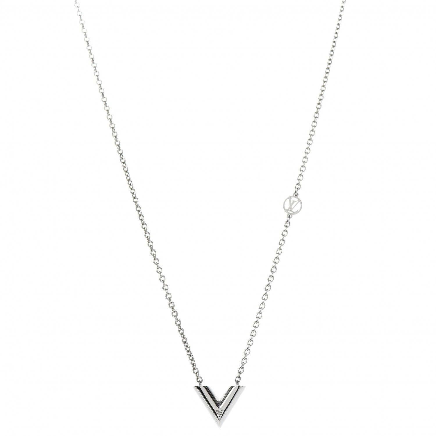 Louis Vuitton Metal Essential V Supple Necklace Silver 1 of 5