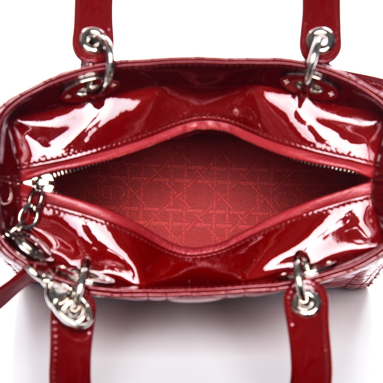 Christian Dior Patent Cannage Medium Lady Dior Red 6 of 10