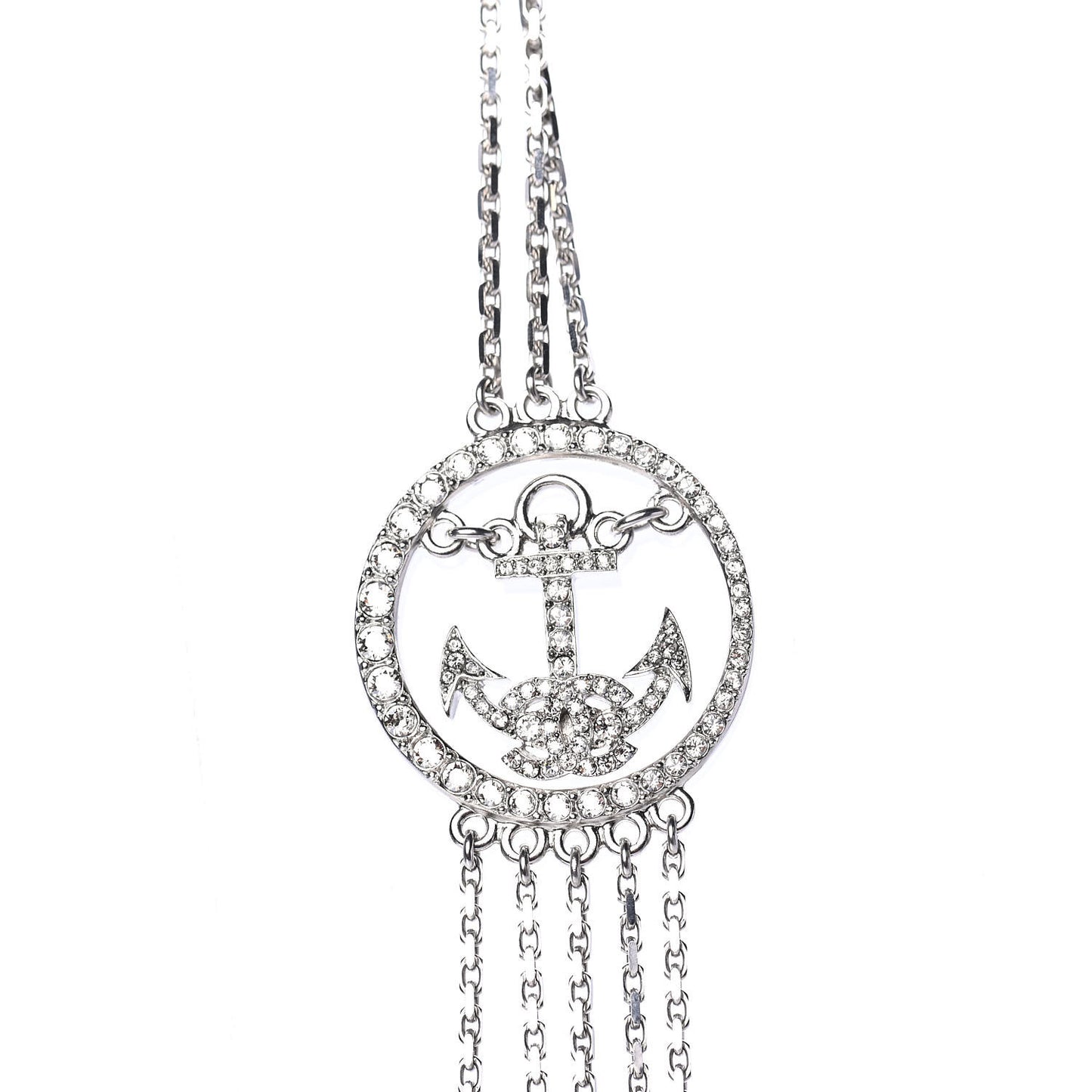 Crystal CC Anchor Necklace Grey Silver