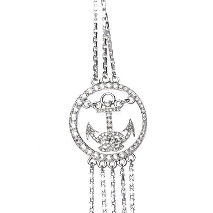 Chanel Crystal CC Anchor Necklace Grey Silver 4 of 5