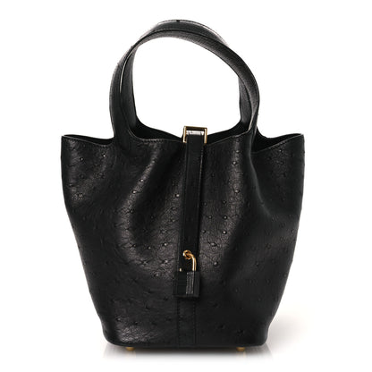 Hermes Ostrich Picotin Lock 18 Black 1 of 12