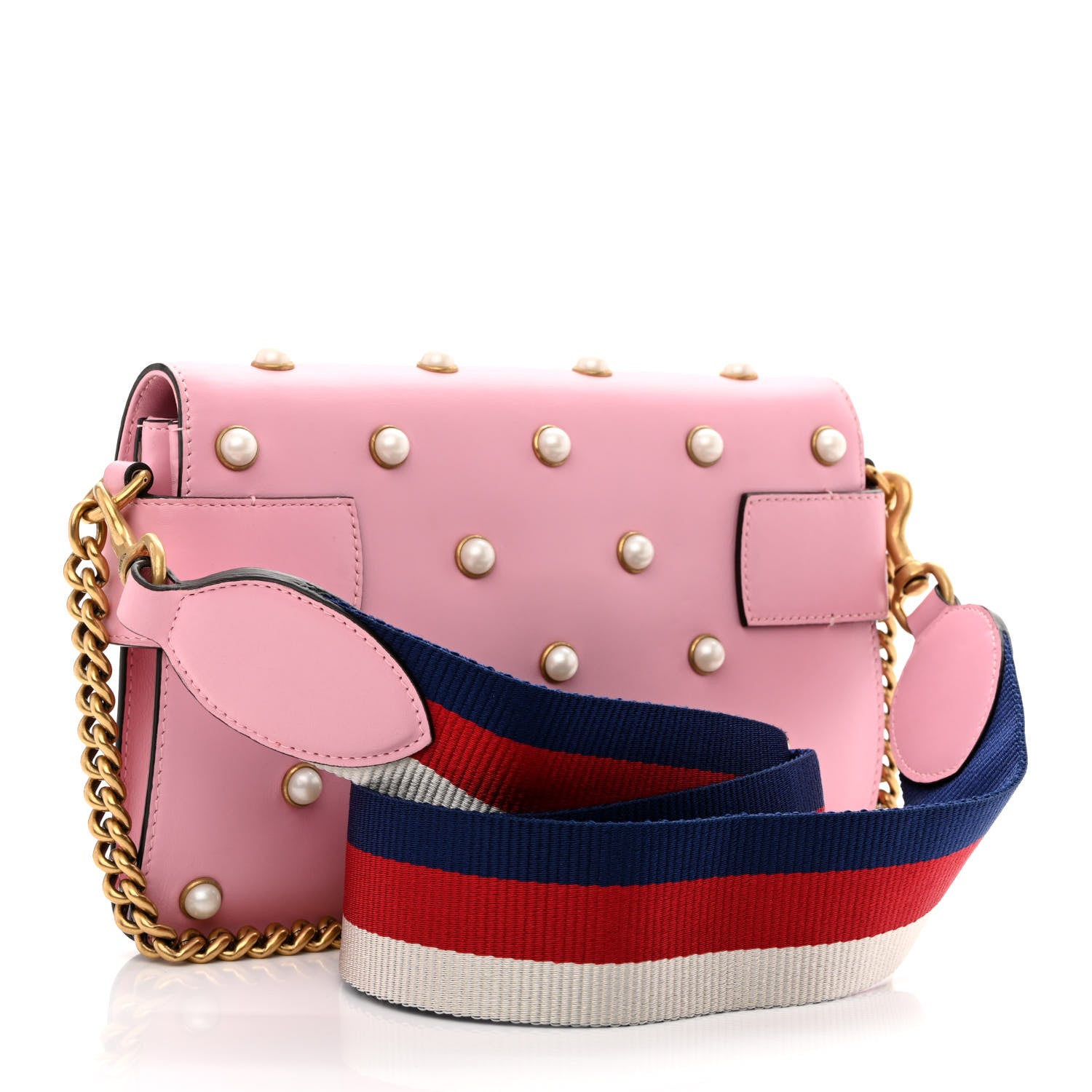 Gucci Nappa Pearl Studded Mini Queen Margaret Broadway Shoulder Bag Sugar Pink 3 of 12