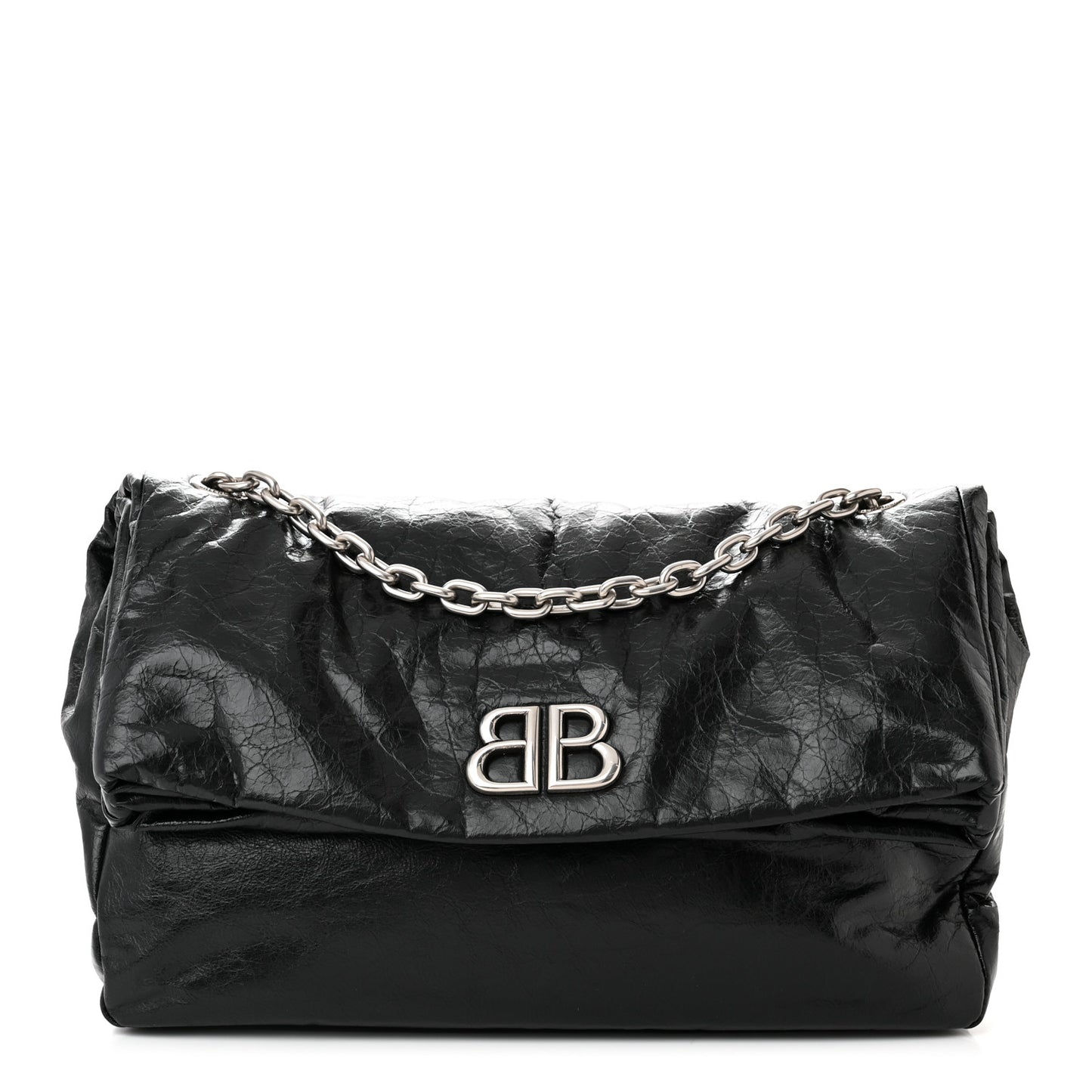 Arena Calfskin Medium Monaco Chain Shoulder Bag Black