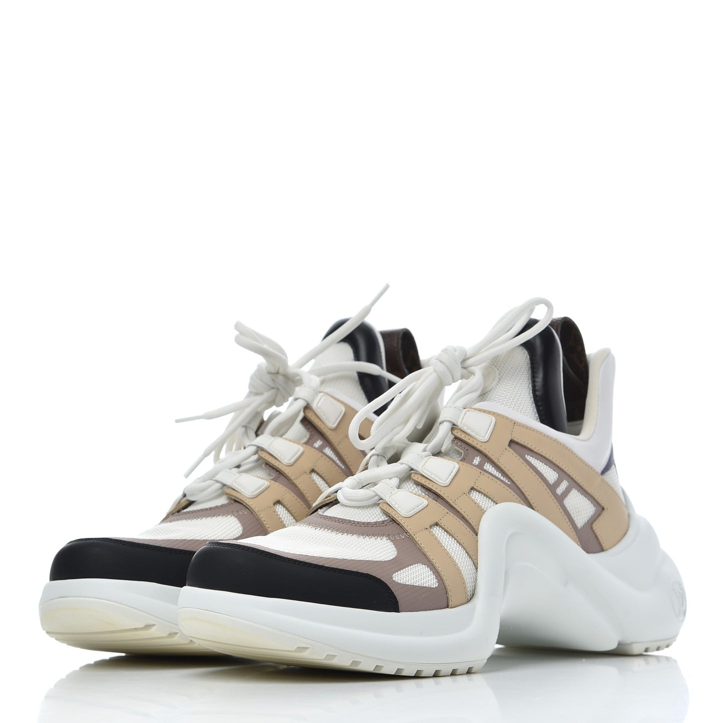 Calfskin Technical Nylon LV Archlight Sneakers 42 White Beige