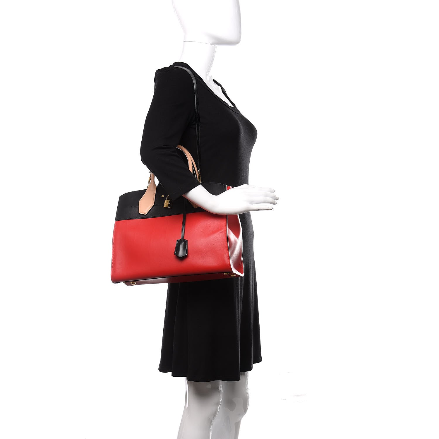 Louis Vuitton Calfskin City Steamer MM Rouge Black 2 of 13