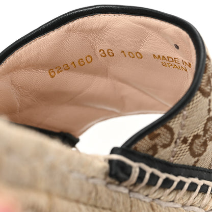 Gucci Monogram Matelasse Diagonal GG Marmont Platform Espadrille Slide Sandals 36 Beige Ebony Black 9 of 10