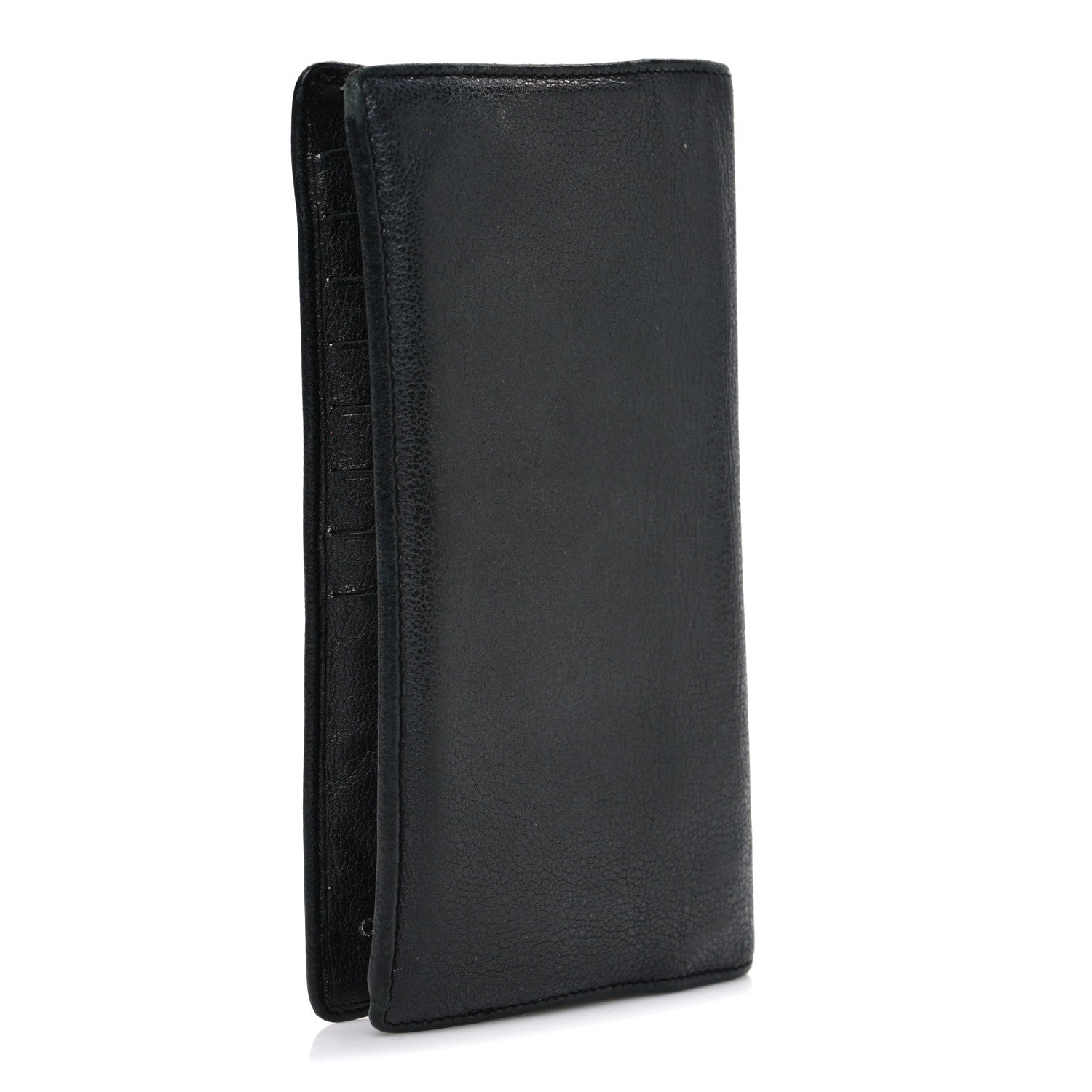 Chanel Goatskin Camellia Embossed Yen Wallet Black 3 of 8