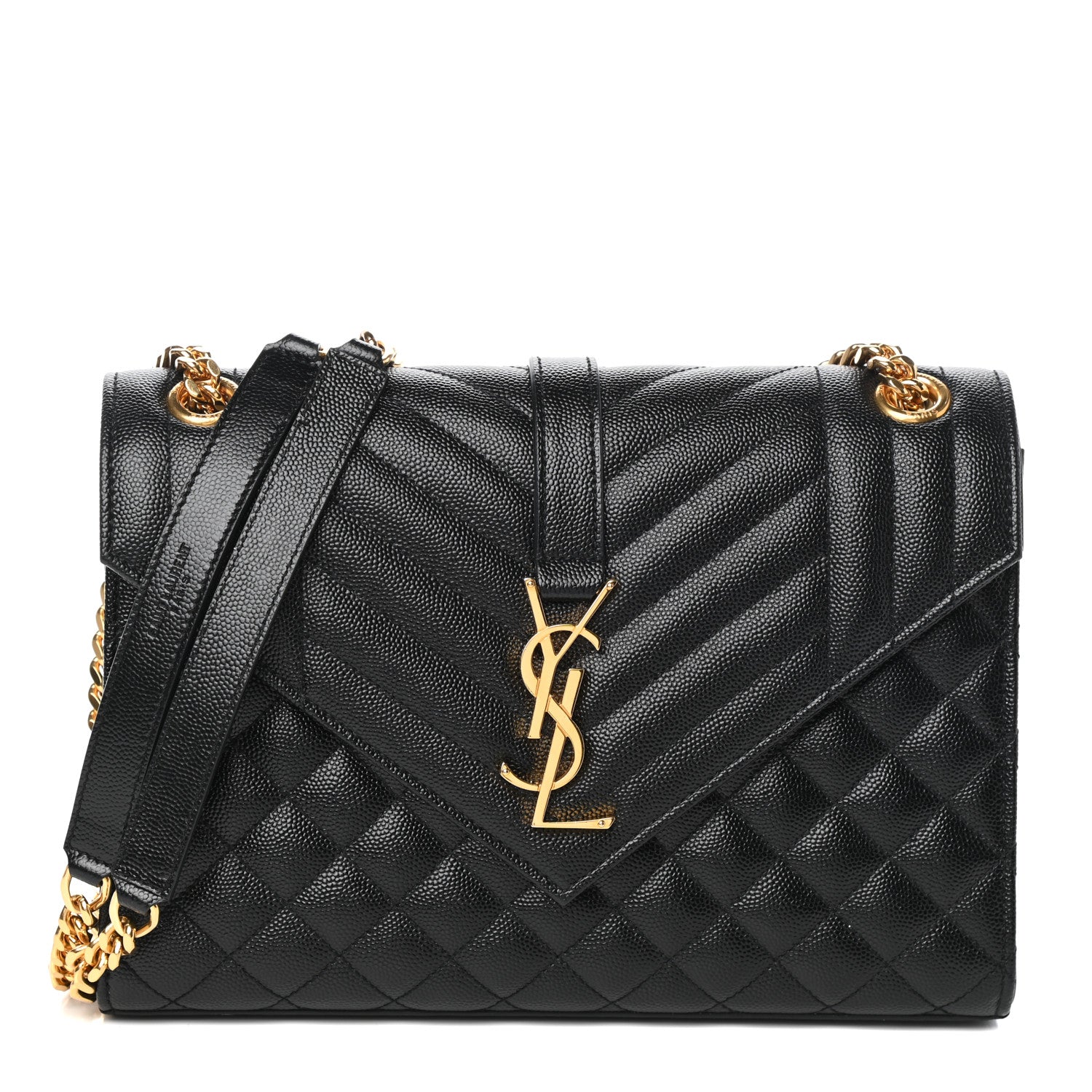 Saint Laurent Grain De Poudre Textured Mixed Matelasse Triquilt Medium Monogram Satchel Black 1 of 9