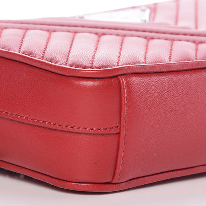 Prada Nappa Impunture Diagramme Mini Double Zip Chain Crossbody Bag Fuoco 5 of 12