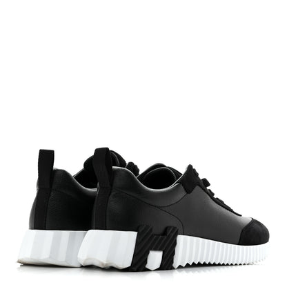 Hermes Goatskin Suede Goatskin Bouncing Sneakers 37 Black 5 of 10