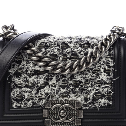 Chanel Tweed Calfskin Small Boy Flap Black 13 of 14