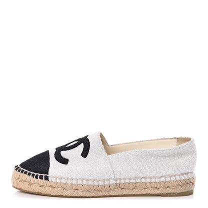 Chanel Terry Cloth CC Espadrilles 39 Silver Black 1 of 10