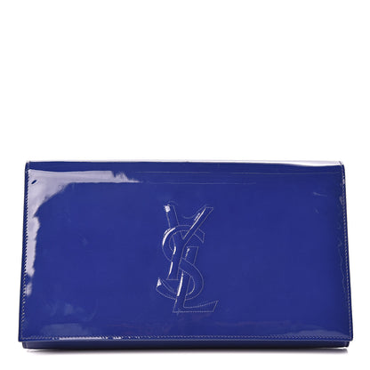 Saint Laurent Patent Calfskin Monogram Large Belle De Jour Clutch Royal Blue 1 of 11