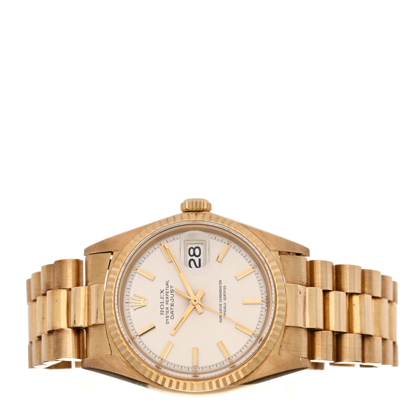 18K Yellow Gold 36mm Oyster Perpetual Datejust Watch Silver 1601