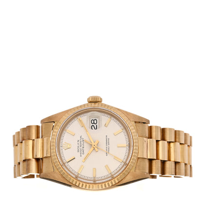 Rolex 18K Yellow Gold 36mm Oyster Perpetual Datejust Watch Silver 1601 2 of 5