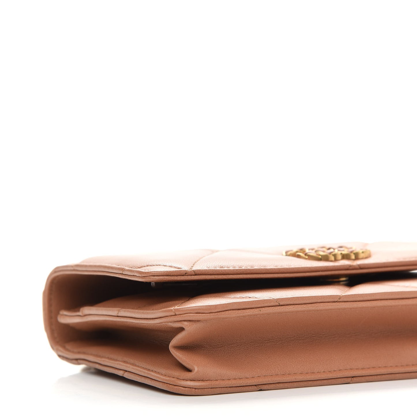 Lambskin Quilted Chanel 19 Wallet On Chain WOC Brown