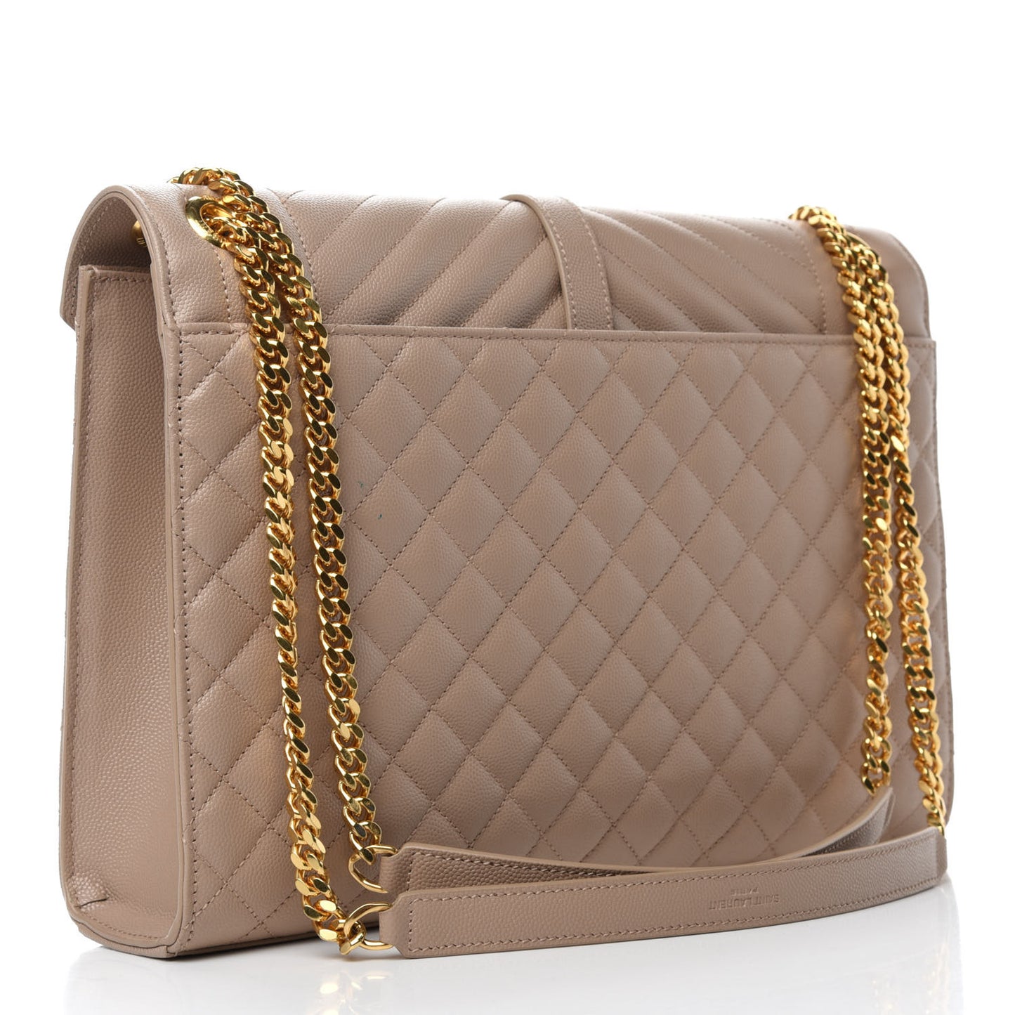 Grain De Poudre Mixed Matelasse Large Triquilt Monogram Satchel Dark Beige