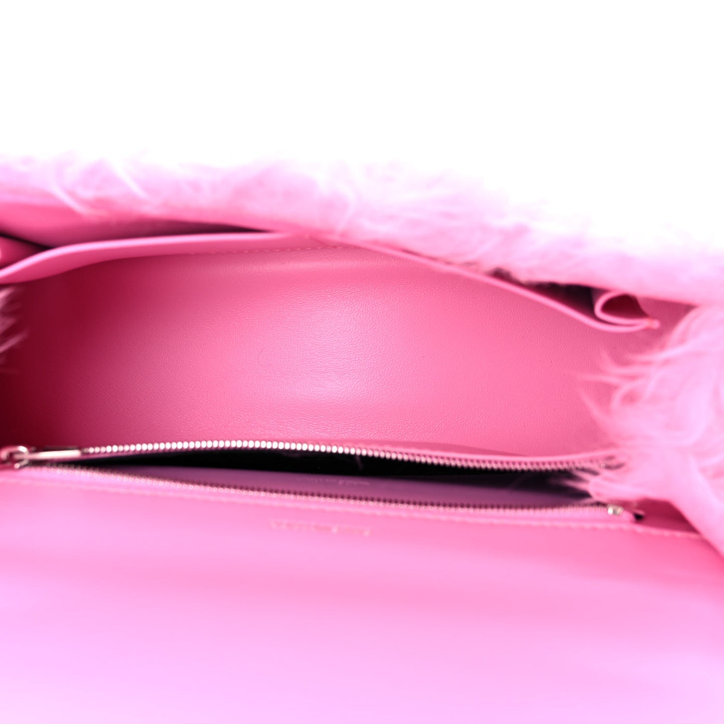 Faux Fur Medium Fluffy Hourglass Top Handle Bag Pink