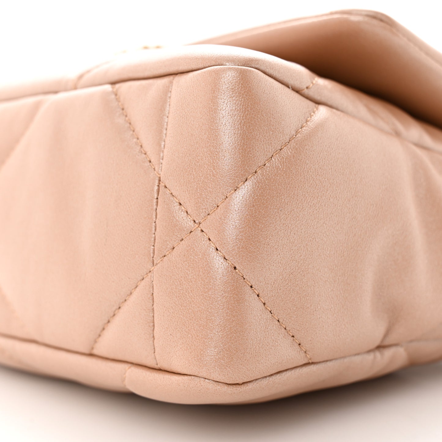 Shiny Lambskin Quilted Medium Chanel 19 Flap Beige