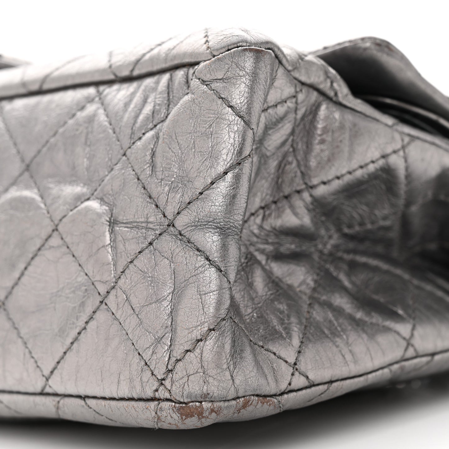 Metallic Aged Calfskin Quilted 2.55 Reissue 227 Flap Dark Silver