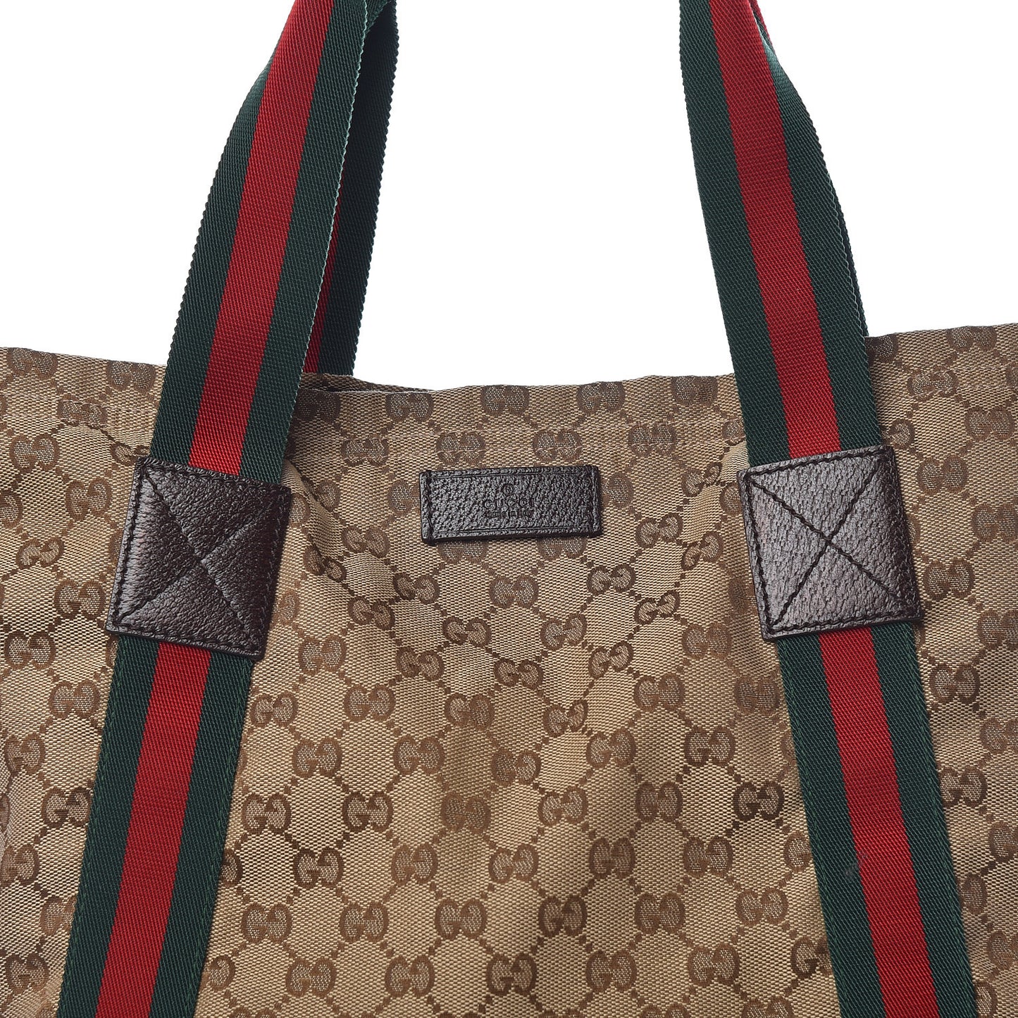 GG Monogram Medium Web Handle Vertical Tote Dark Brown