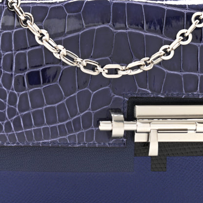 Hermes Epsom Shiny Alligator Mini Verrou Chaine Bag Bleu Encre Black 8 of 11