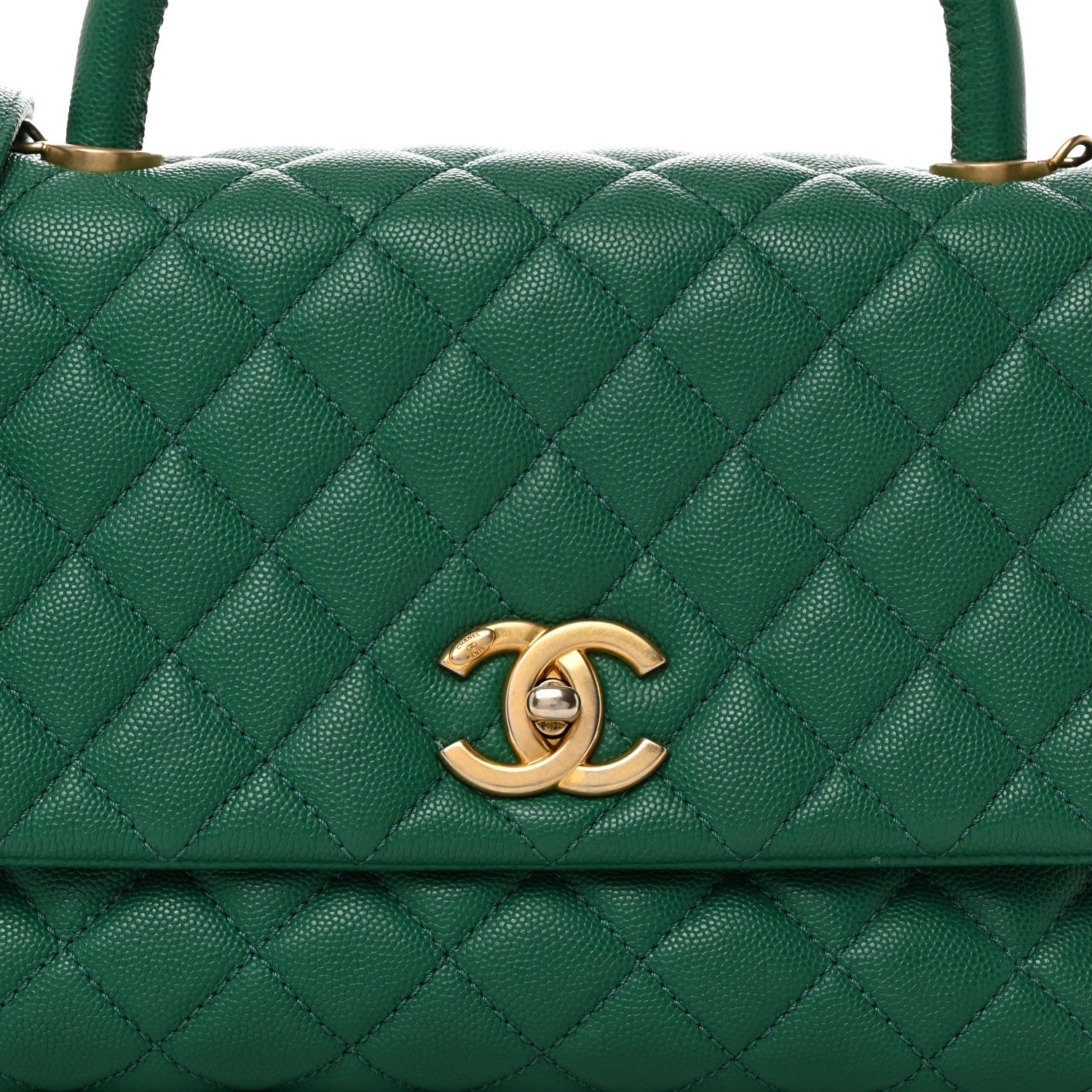 Chanel Caviar Quilted Small Coco Handle Flap Green 8 of 10
