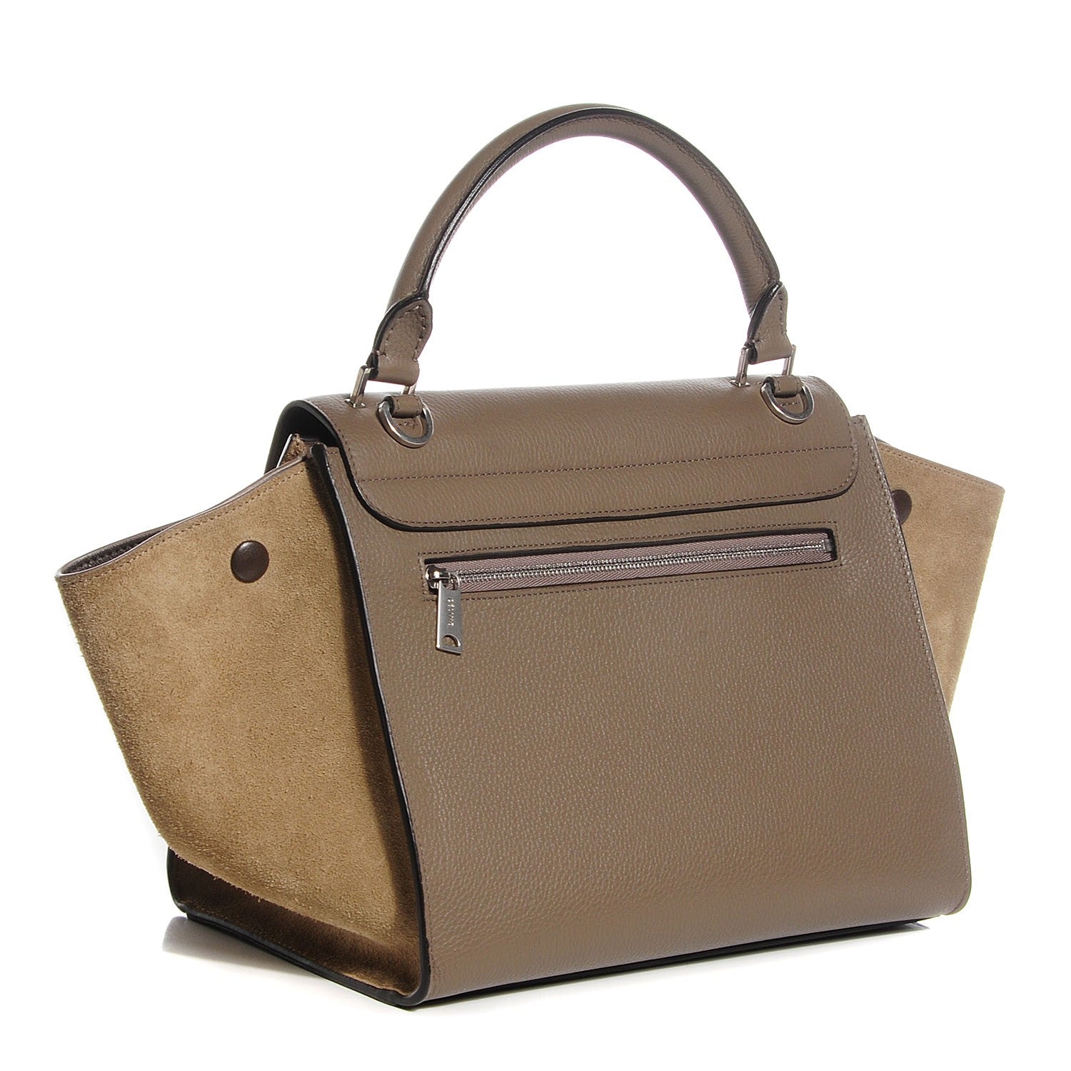 Celine Drummed Calfskin Suede Small Trapeze Dune 3 of 9