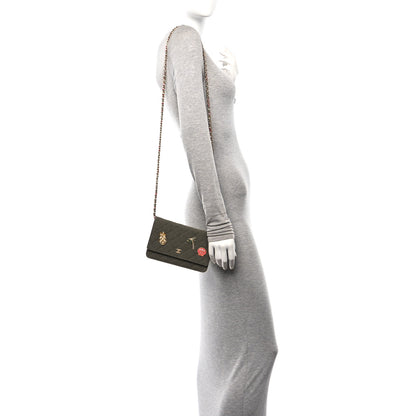 Chanel Canvas Quilted Coco Cuba Charms Wallet on Chain WOC Khaki 2 of 10