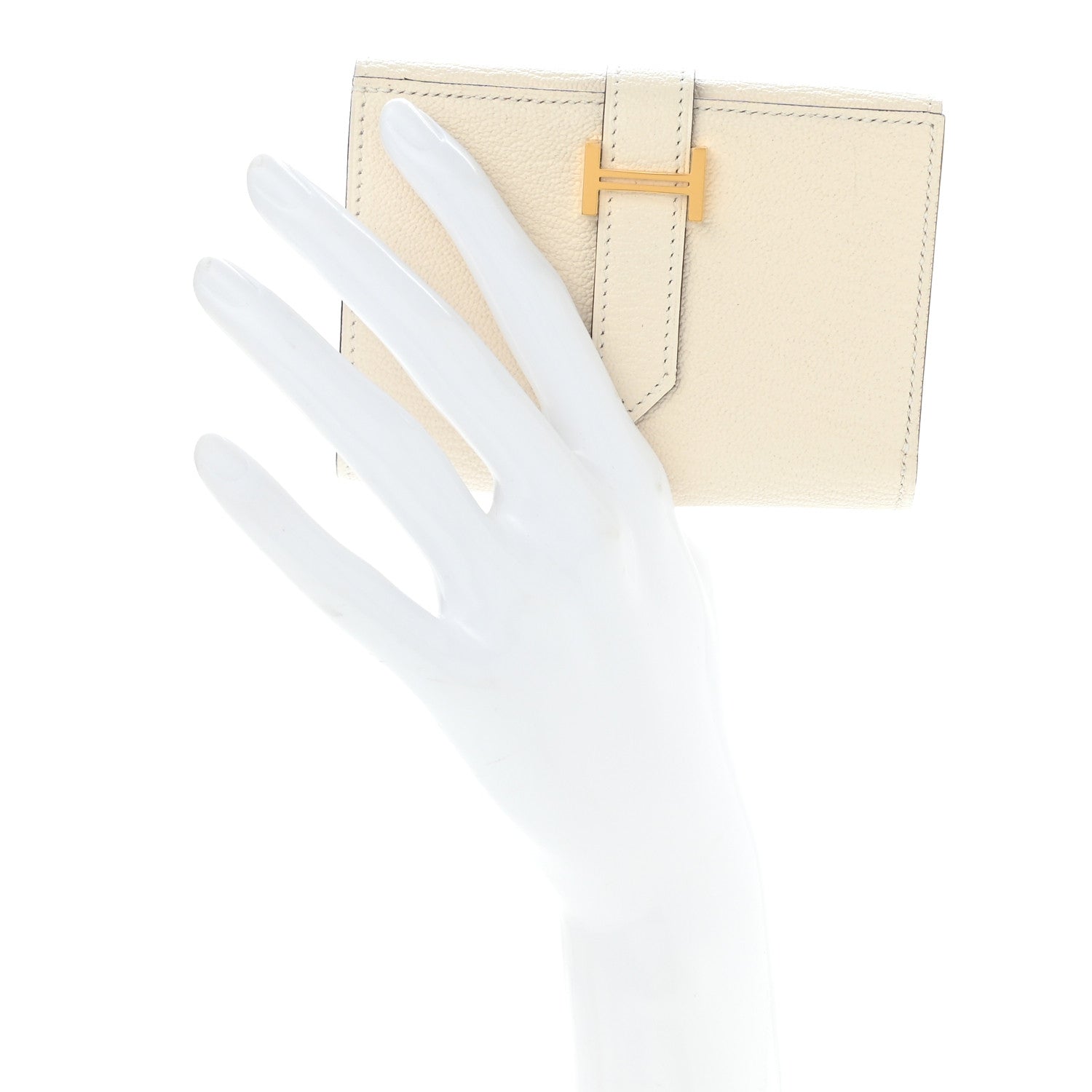 Hermes Chevre Mysore Tri-Fold Compact Bearn Wallet Nata 2 of 9